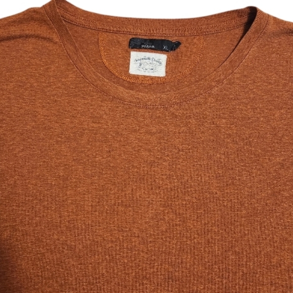 prAna Foundation Short Sleeve V-Neck Tee Rust Orange XLarge - Picture 6 of 9